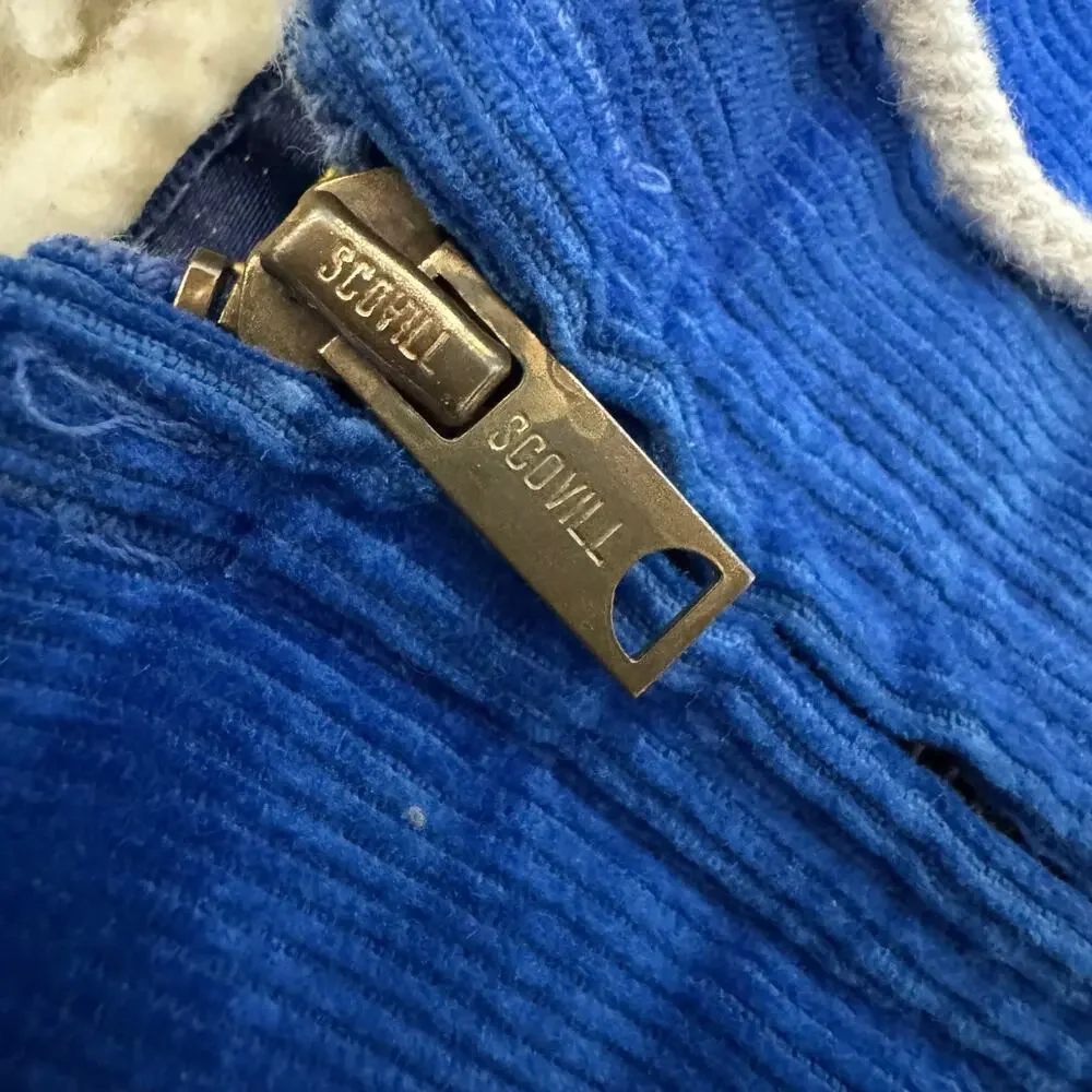 Vintage 70s OshKosh B’Gosh Jacket 4T Blue Corduroy Sherpa Lined Union Made USA